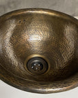 Antique Bronze Round Copper Vessel Sink, Oil Rubbed Copper Bathroom Sink, Engraved Bronze Sink with Antique Bronze faucet