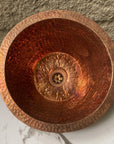 Handcarfted Copper Bar Sink, Hammered Copper Round Drum Bar Sink Including Drain