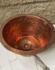 Handcarfted Copper Bar Sink, Hammered Copper Round Drum Bar Sink Including Drain