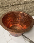 Handcarfted Copper Bar Sink, Hammered Copper Round Drum Bar Sink Including Drain