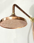 Copper Bathroom Shower System Set, Solid Copper Rainfall Shower Head, Exposed Outdoor Shower