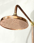 Copper Bathroom Shower System Set, Solid Copper Rainfall Shower Head, Exposed Outdoor Shower