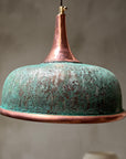 Oxidized Copper Pendant Light, Handmade Green Patina Copper Dome Pendant Light, Solid Copper Farmhouse Kitchen Ceiling Lamp Fixture