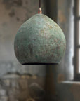 Handmade Oxidized Copper Pendant Light, Green Patina Copper Dome Pendant Light, Farmhouse Kitchen Ceiling Lamp Fixture