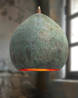 Handmade Oxidized Copper Pendant Light, Green Patina Copper Dome Pendant Light, Farmhouse Kitchen Ceiling Lamp Fixture