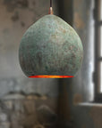 Handmade Oxidized Copper Pendant Light, Green Patina Copper Dome Pendant Light, Farmhouse Kitchen Ceiling Lamp Fixture