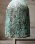 Oxidized Copper Pendant Light, Green Patina Farmhouse Light Fixture, Long Copper Pendant Lamp