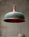 Oxidized Copper Pendant Light, Handmade Green Patina Copper Dome Pendant Light, Solid Copper Farmhouse Kitchen Ceiling Lamp Fixture