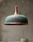 Oxidized Copper Pendant Light, Handmade Green Patina Copper Dome Pendant Light, Solid Copper Farmhouse Kitchen Ceiling Lamp Fixture