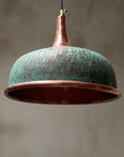 Oxidized Copper Pendant Light, Handmade Green Patina Copper Dome Pendant Light, Solid Copper Farmhouse Kitchen Ceiling Lamp Fixture