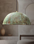 Handmade Copper Dome Light Fixture, Green Patina Copper Farmhouse Kitchen Island Lighting, Oxidized Pendant light