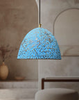 Handmade Oxidized Copper Pendant Light, Blue Patina Copper Dome Pendant Light, Farmhouse Kitchen Ceiling Lamp Fixture